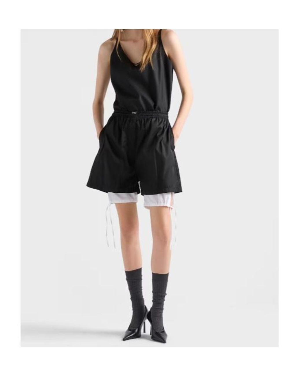 Prada Black Elastic-Waist Shorts