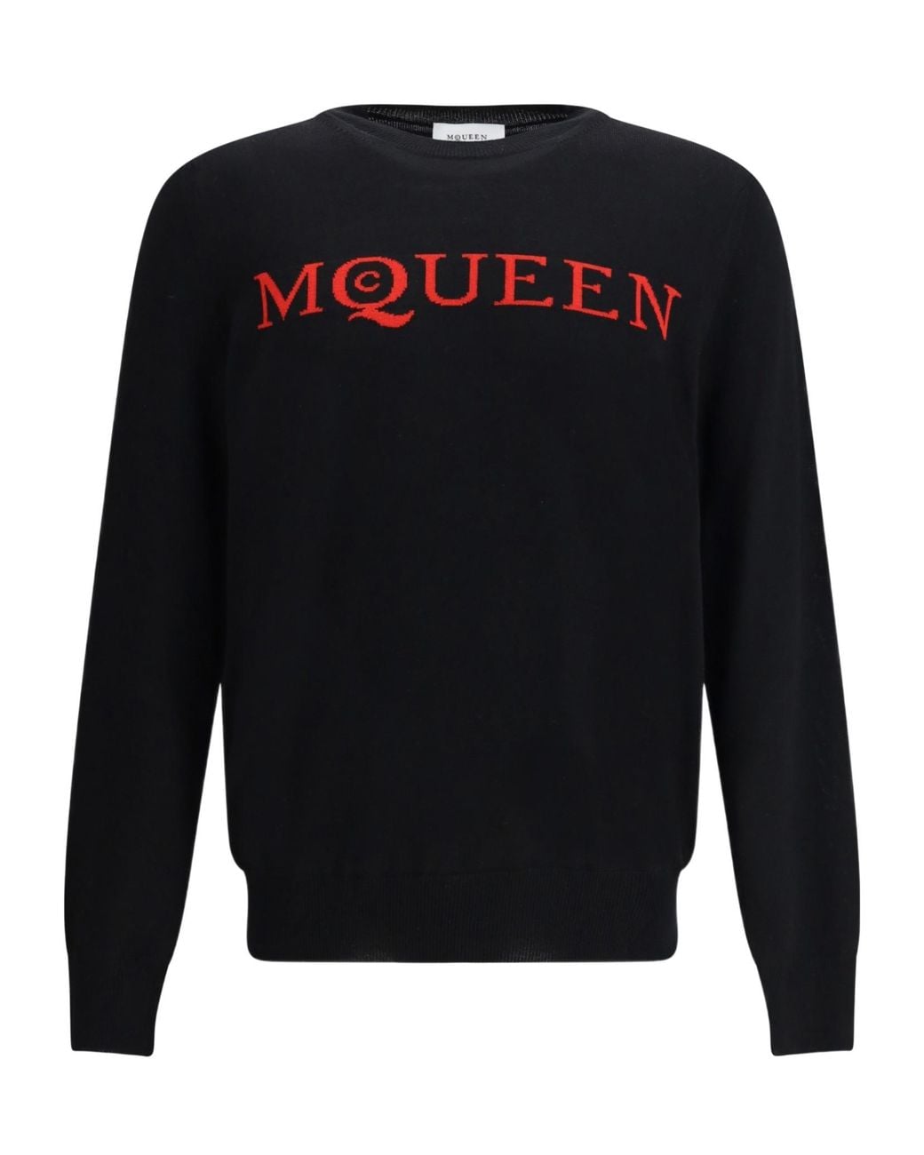 McQueen Blue Logo Intarsia-Knit Crewneck Jumper for men