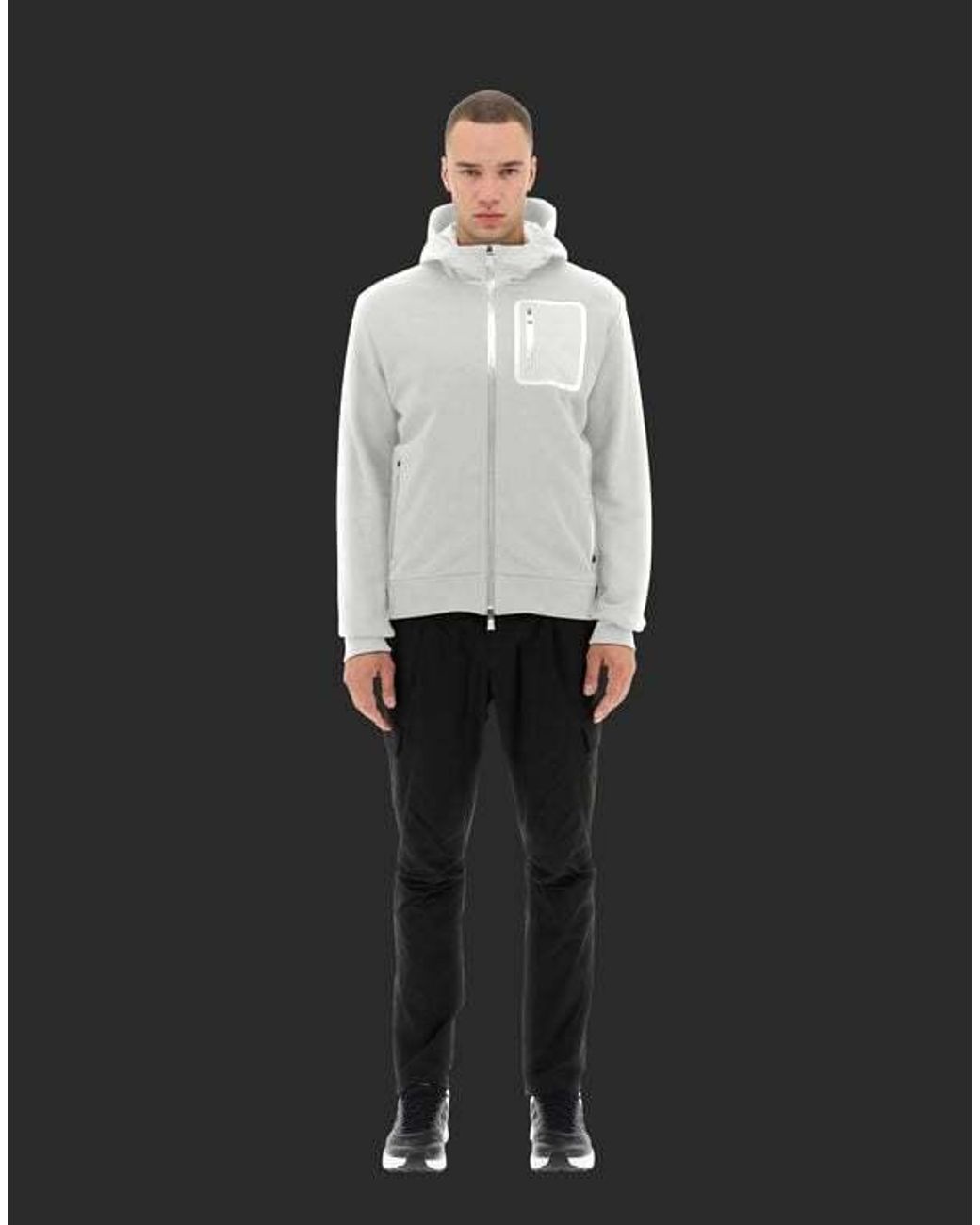 Herno White Logo-Patch Zip-Up Hooded Jacket for men