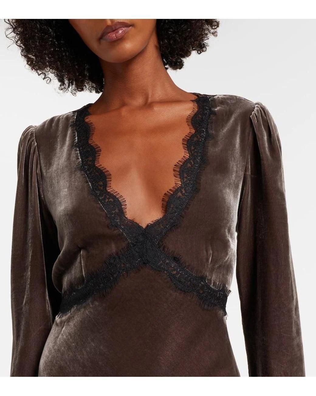 Rixo Brown Alesha Long Dress