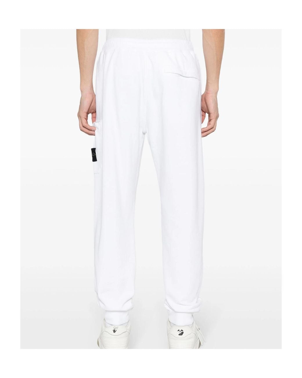 Stone Island White Sweatpants for men
