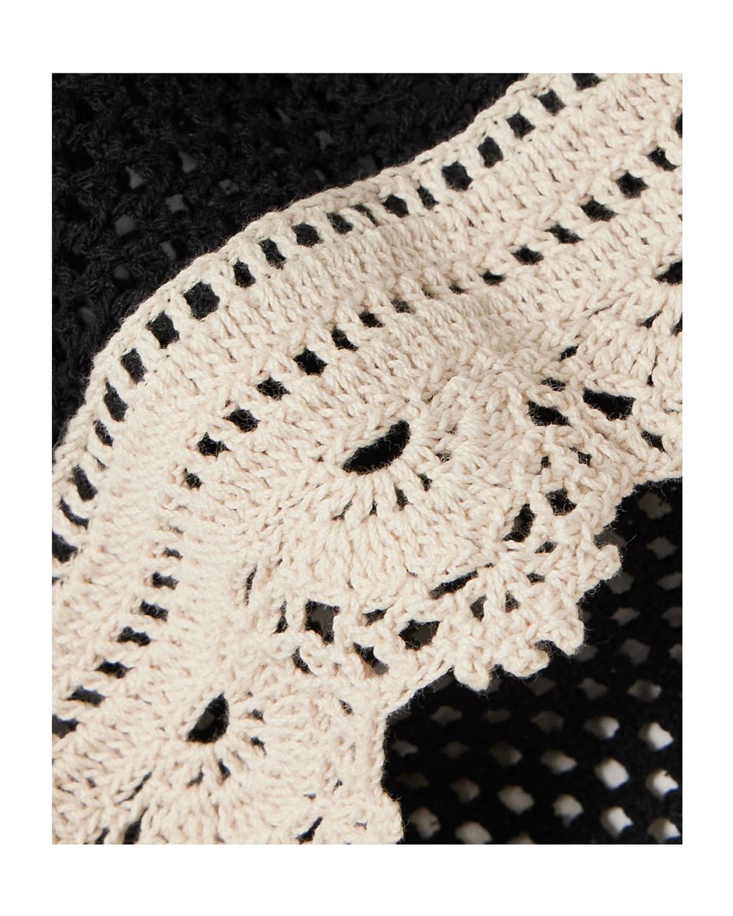Sea Black Kendall Crochet-Trimmed Open-Knit Cotton Shorts