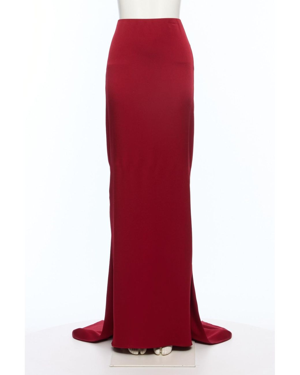 Valentino Red Draped High-Slit Skirt
