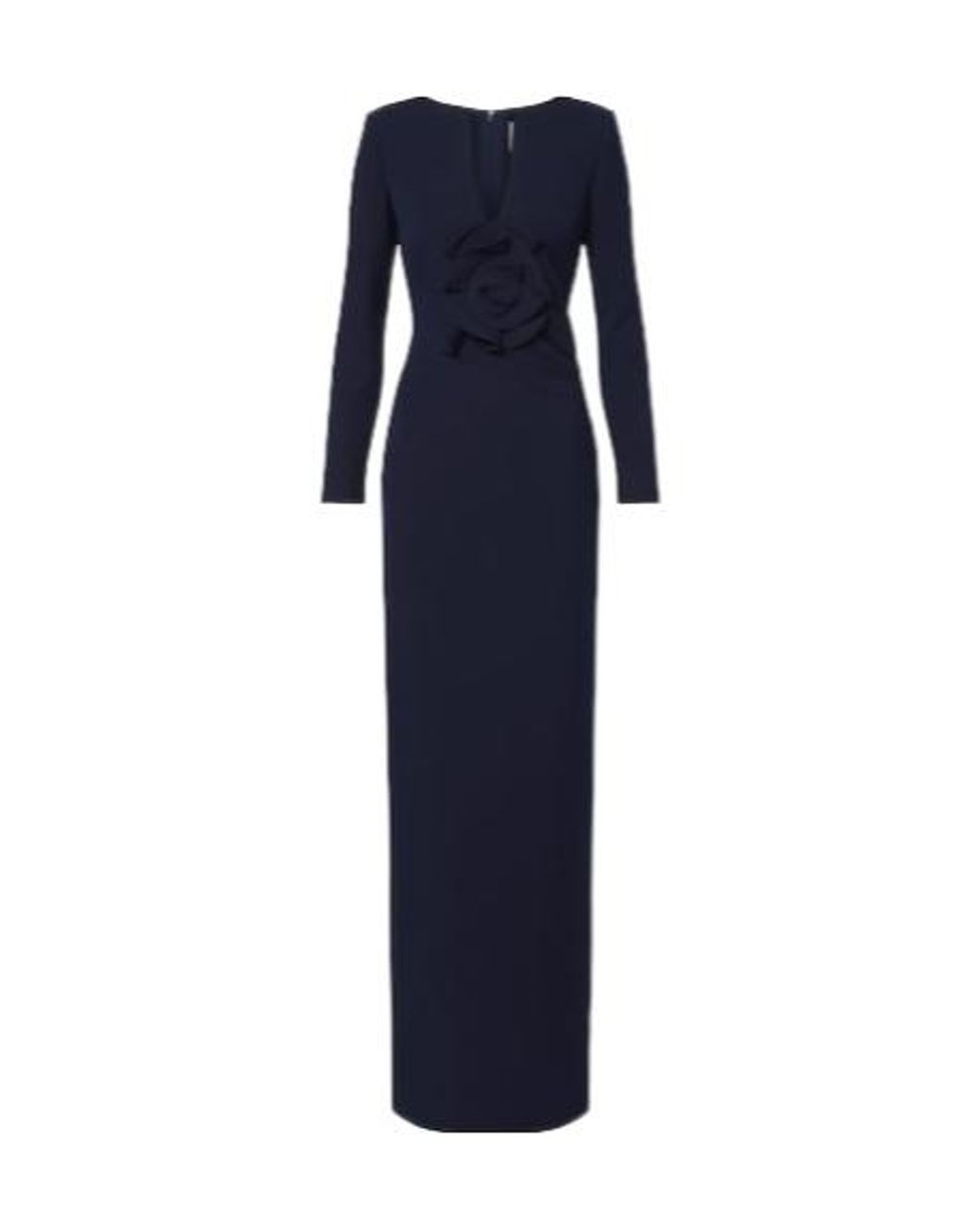 Roland Mouret Blue Floral-Appliqué Crêpe Gown