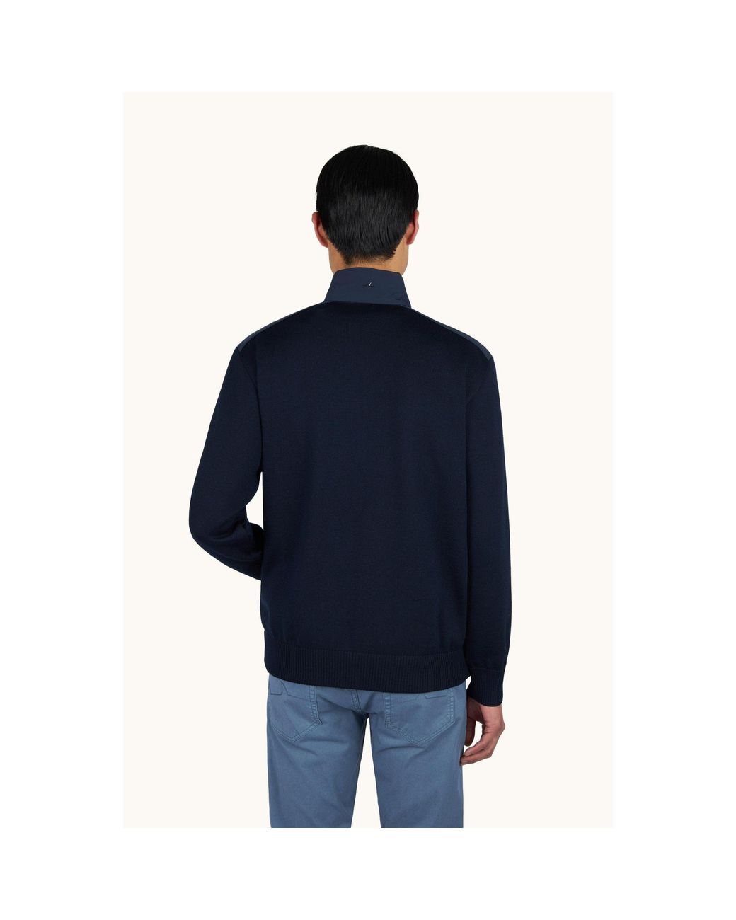 Paul & Shark Blue Stand Collar Knit Jacket for men