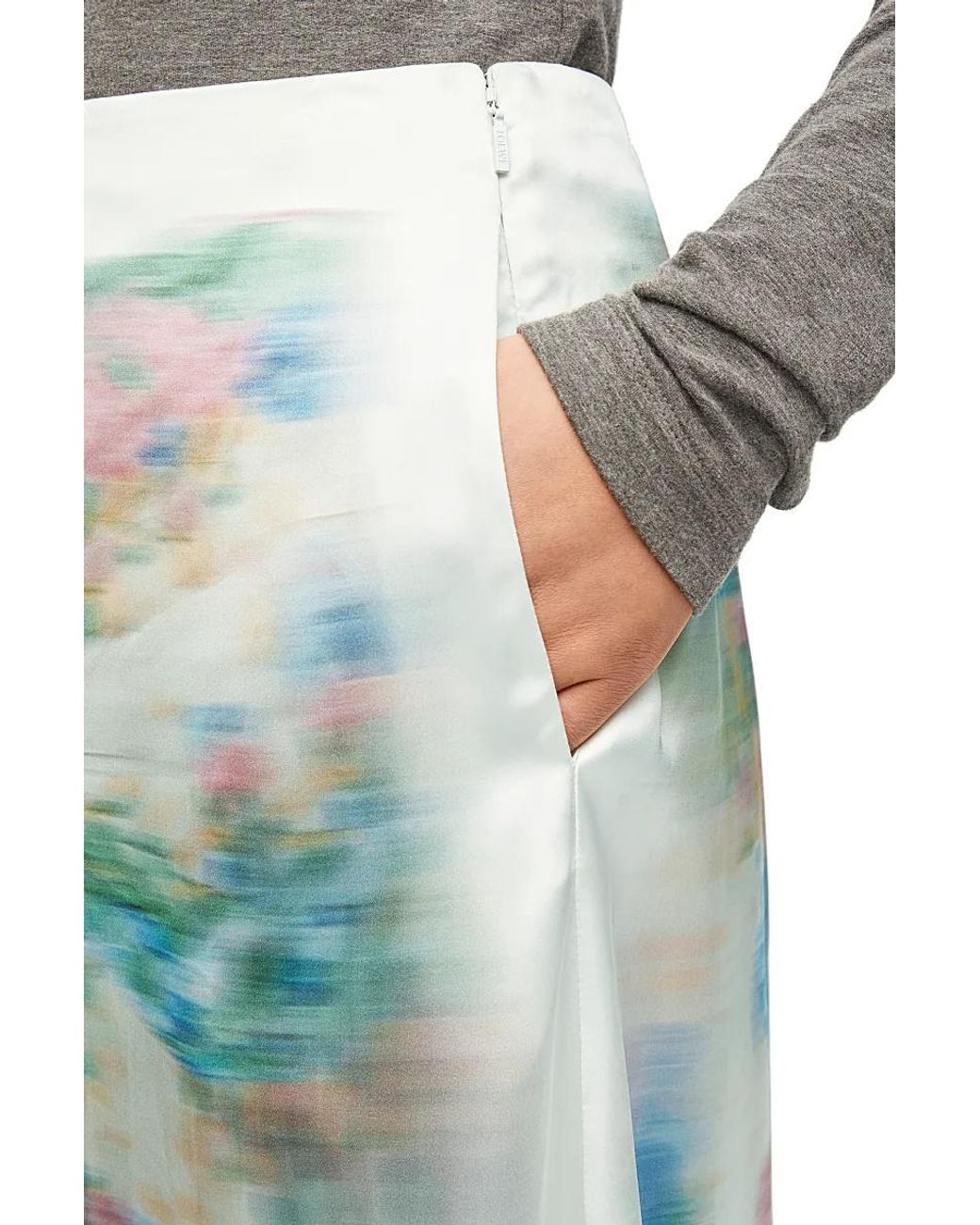 Loewe Blue Paint Brush Effect Midi Skirt