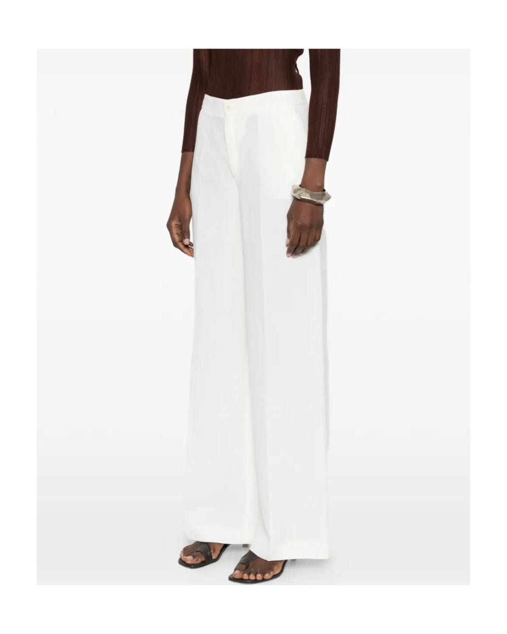 Twinset White Wide-Leg Tailored Trousers