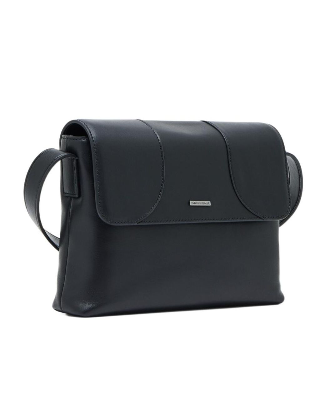 Emporio Armani Black Logo-Plaque Leather Shoulder Bag for men