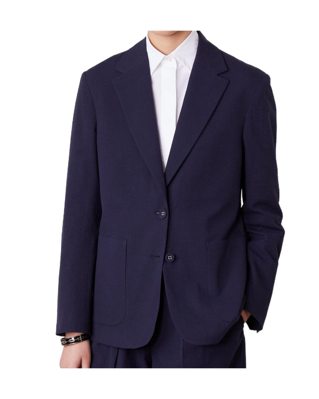 Officine Generale Blue Two-Button Patch Jacket