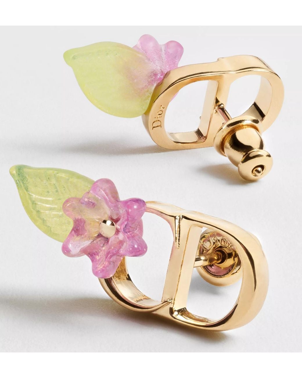 Dior White Iviera Brush Bloom Stud Earrings