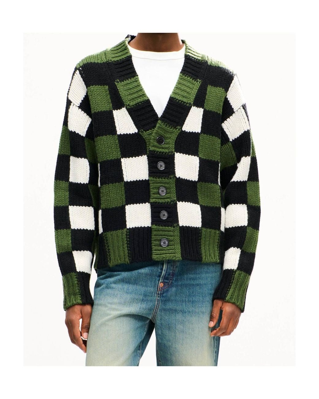 KENZO Green Checks' Cardigan for men