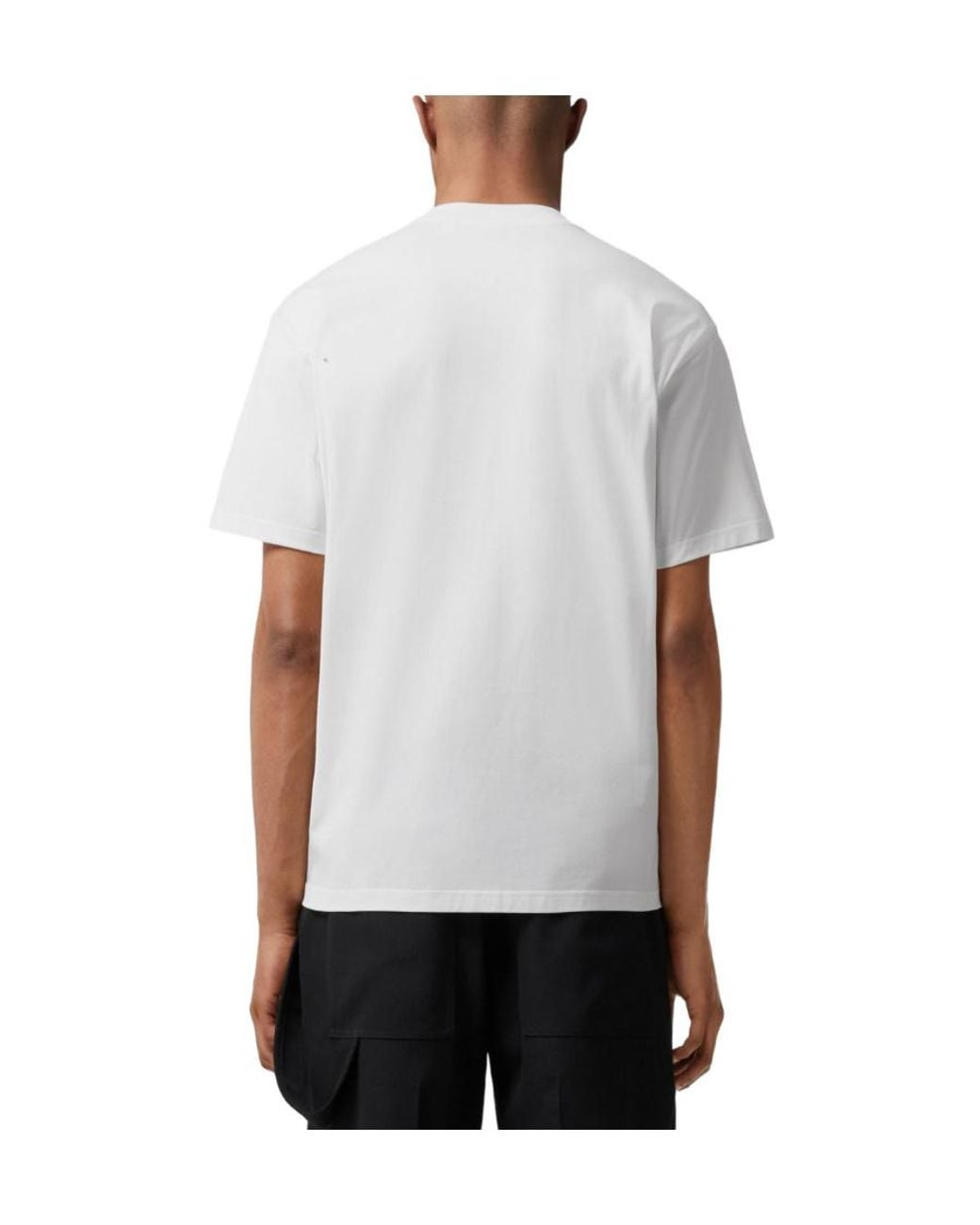 Burberry White Logo-Patch Round-Neck T-Shirt for men