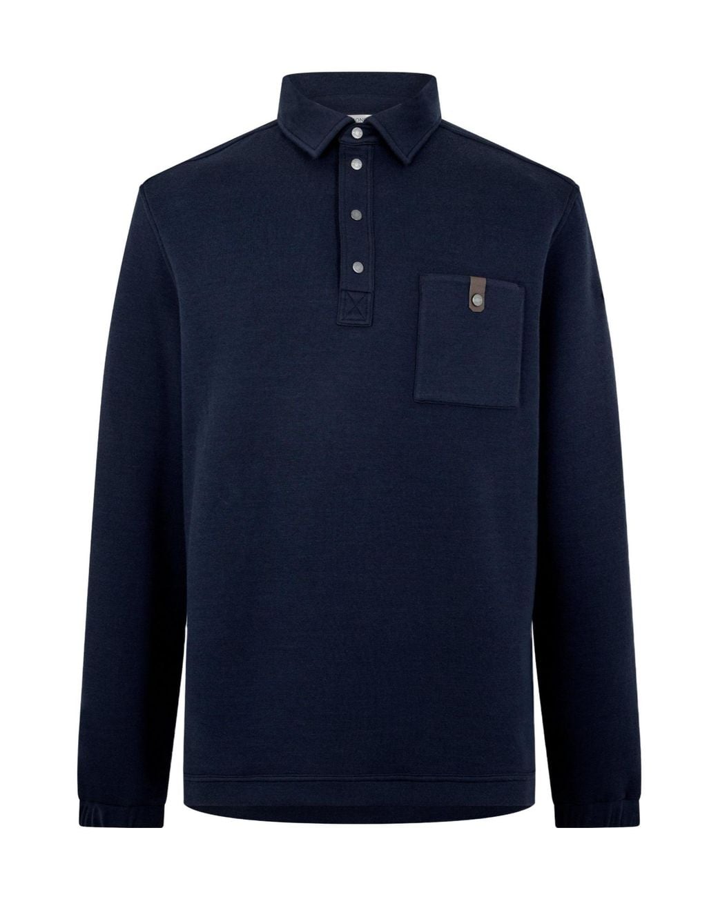 Moncler Blue Long-Sleeved Polo Shirt for men