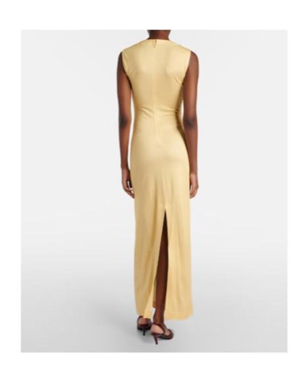 Oscar de la Renta Metallic Porcelain Flower Jersey Maxi Dress