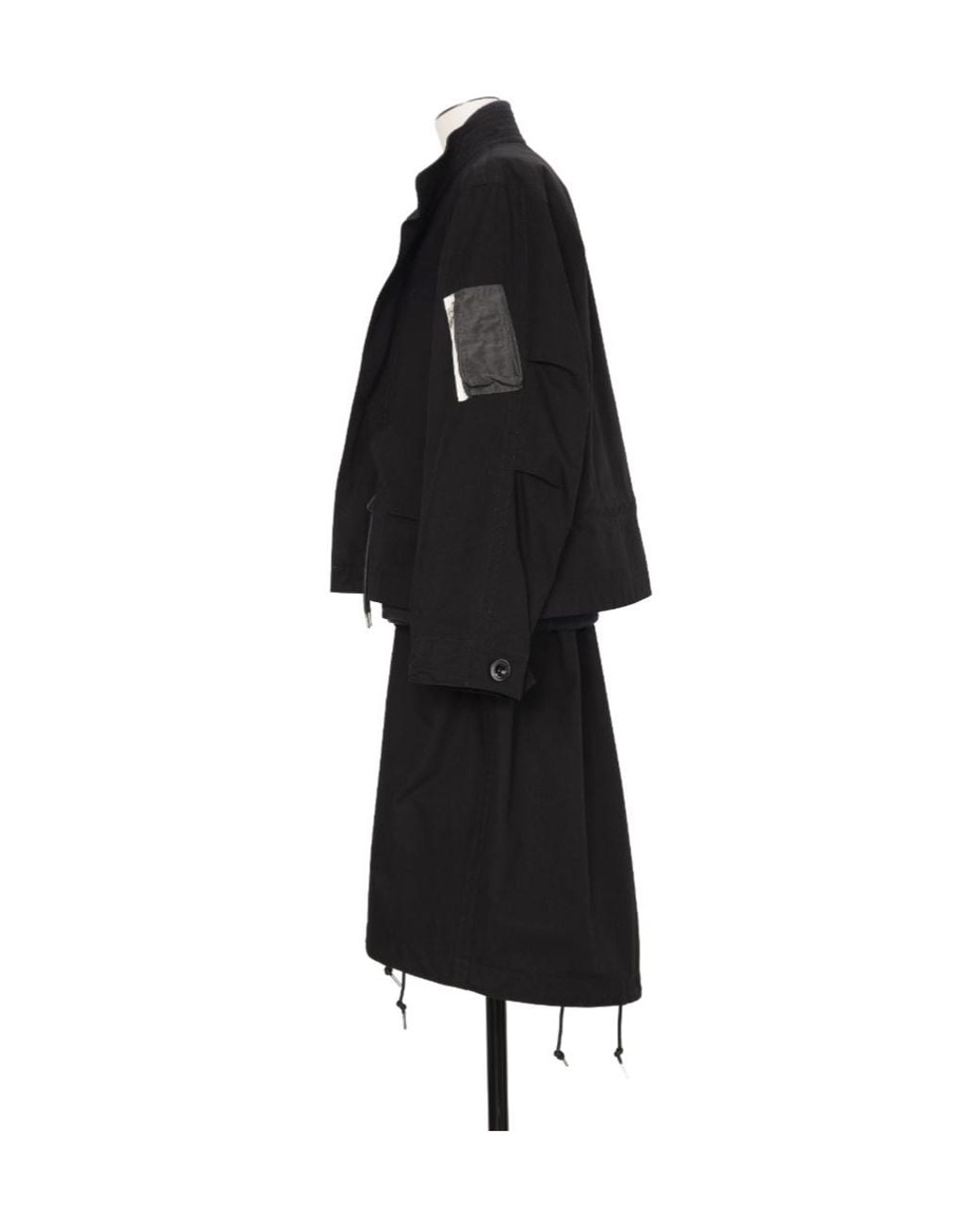 Sacai Black Drawstring High-Neck Layered Coat for men