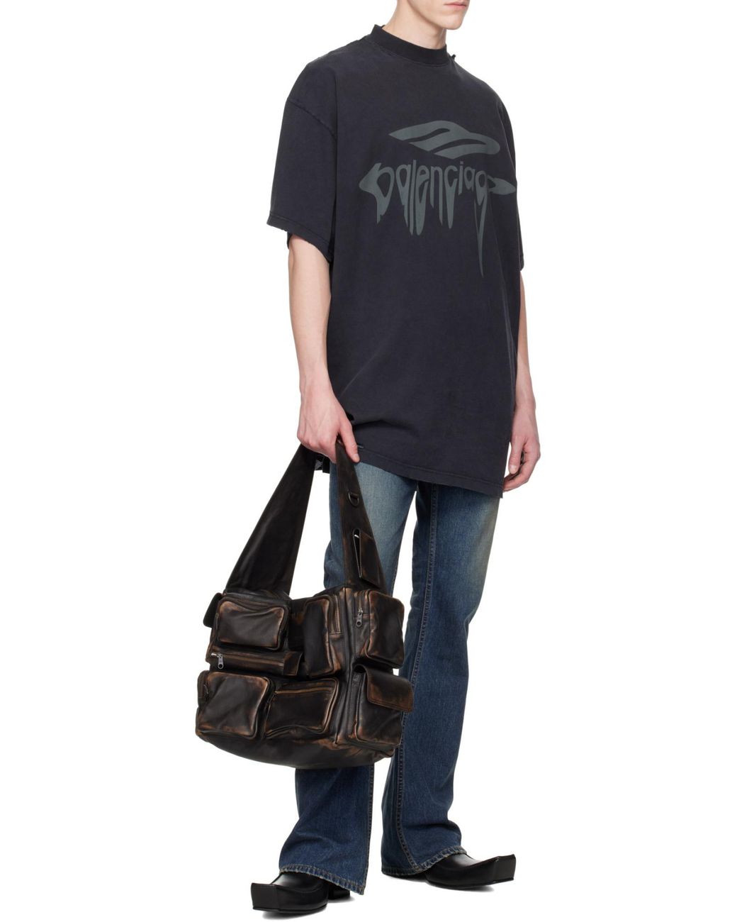 Balenciaga Black 3B Liquefied Oversized T-Shirt for men