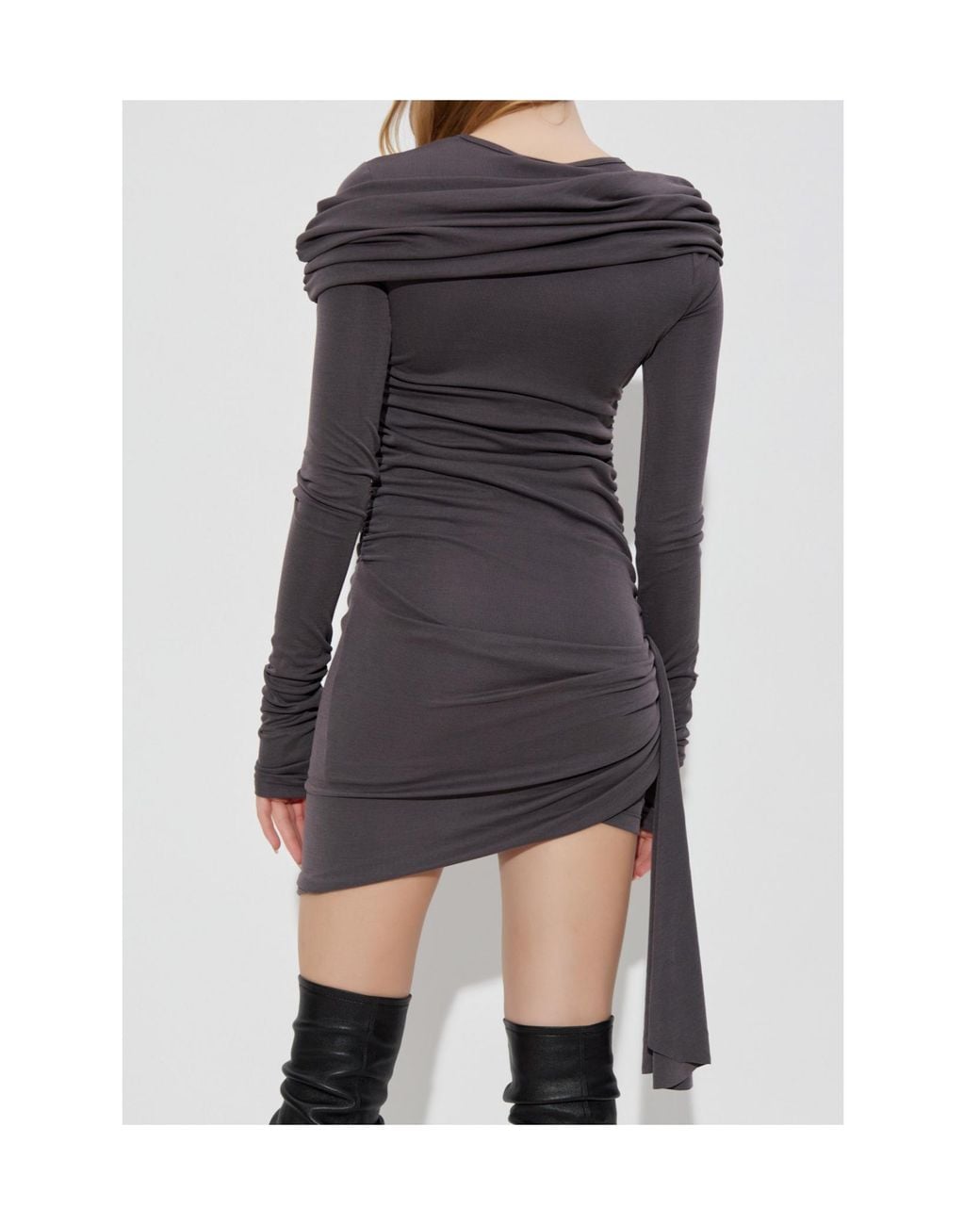 M I S B H V Gray Virgo Draped Mini Dress