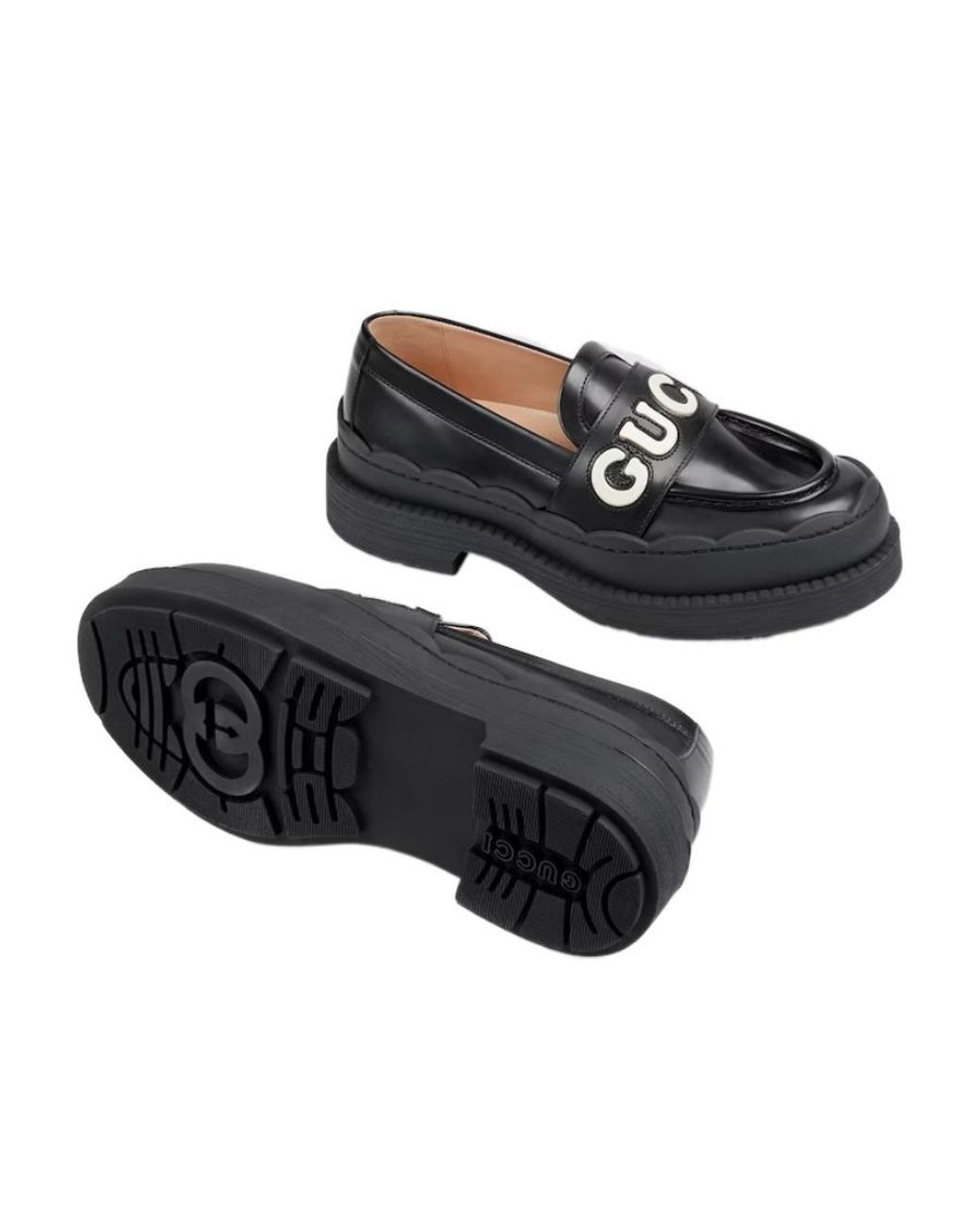 Gucci Black Logo Patch Detail Flat Shoes