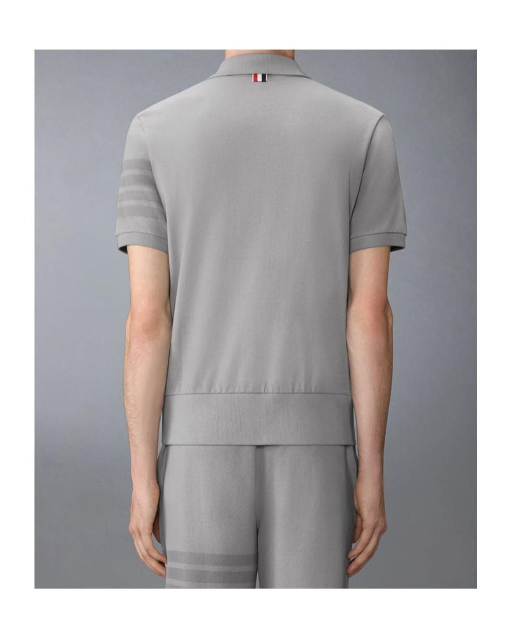 Thom Browne Gray Ottoman-Bar Top Polo for men