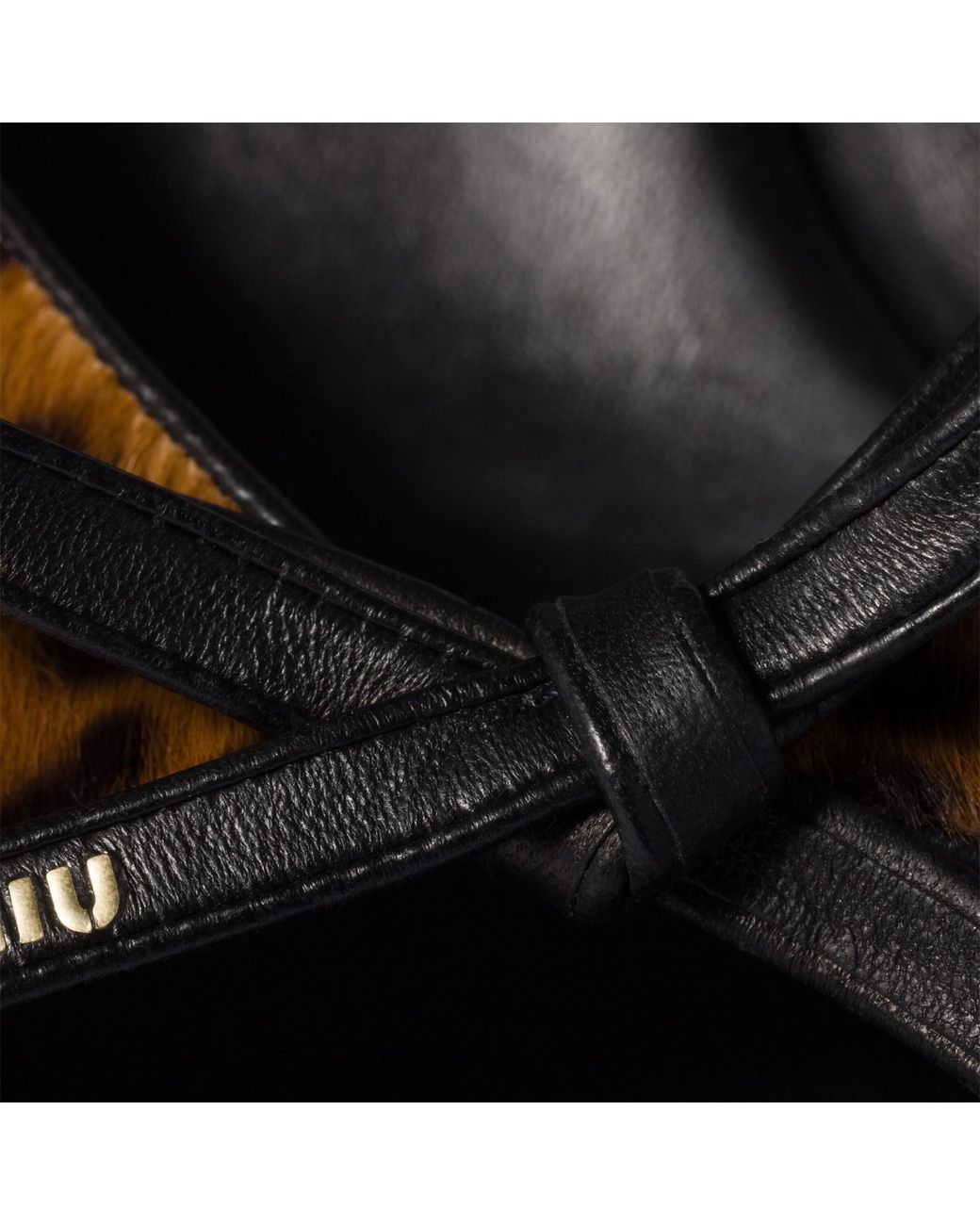 Miu Miu Black Printed Leather Sandals With Bow