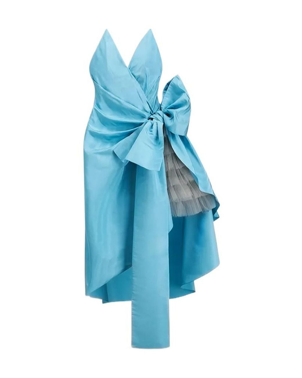 Dior Blue Mid-Length Draped Asymmetrical Bustier Dress