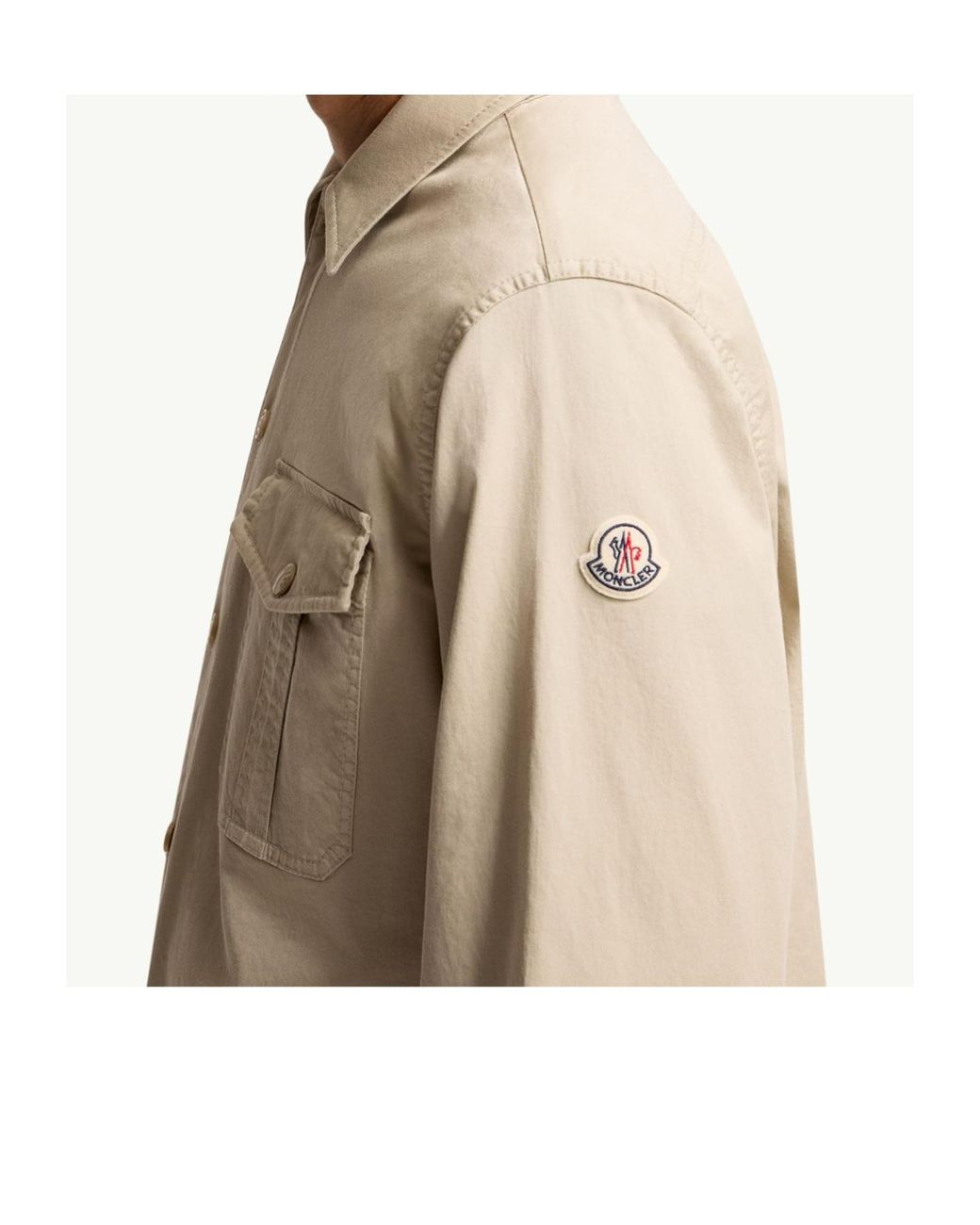 Moncler Natural Cotton Blend Gabardine Long Sleeve Shirt for men
