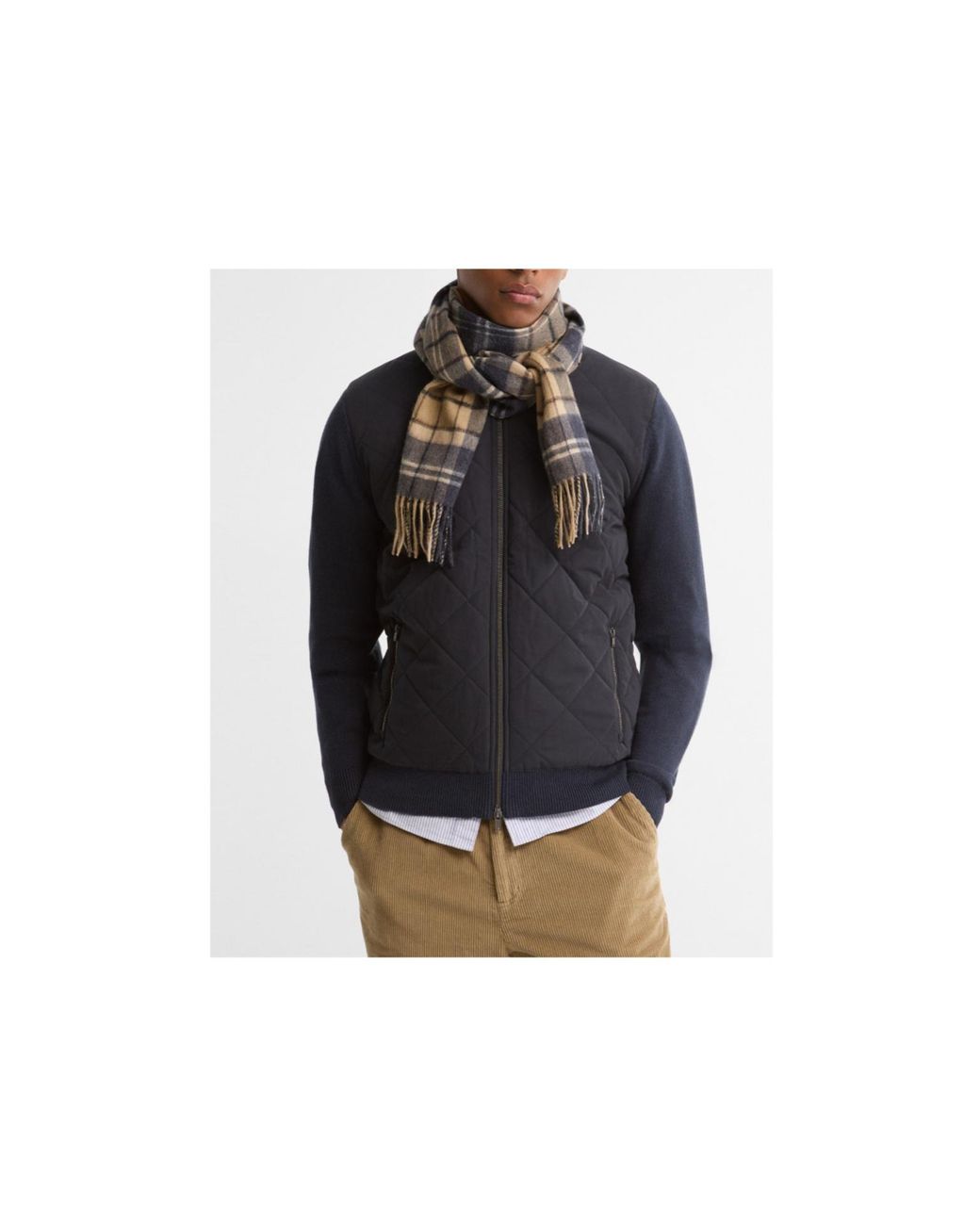 Barbour White Simple Checkered Scarf for men