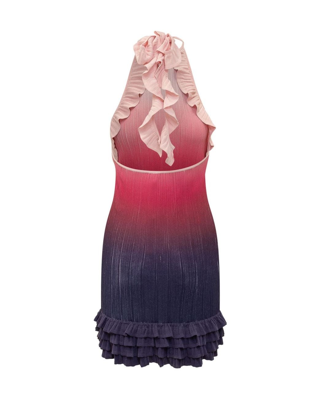 Casablanca Purple Ruffled Gradient Mini Dress