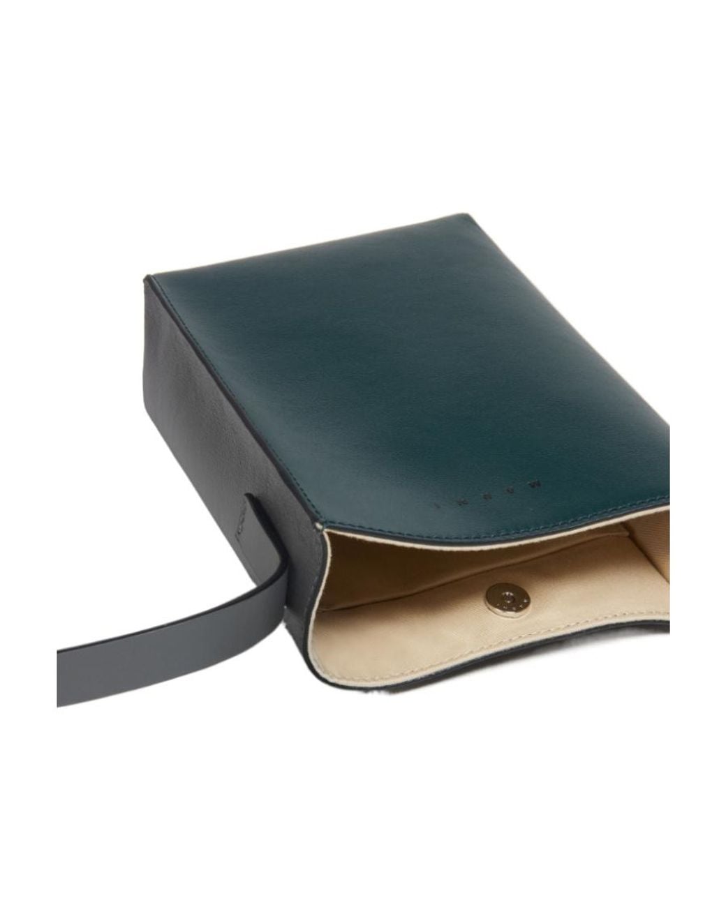 Marni Green Logo-Debossed Leather Crossbody Bag for men