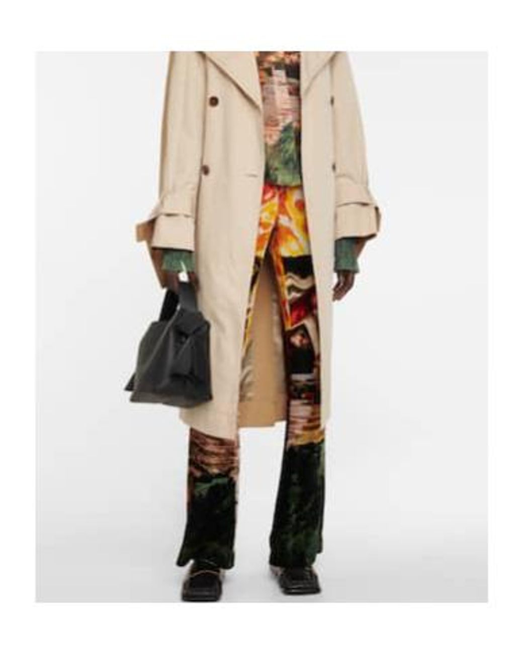 Acne Orange Velvet High-Rise Flared Printed Pants