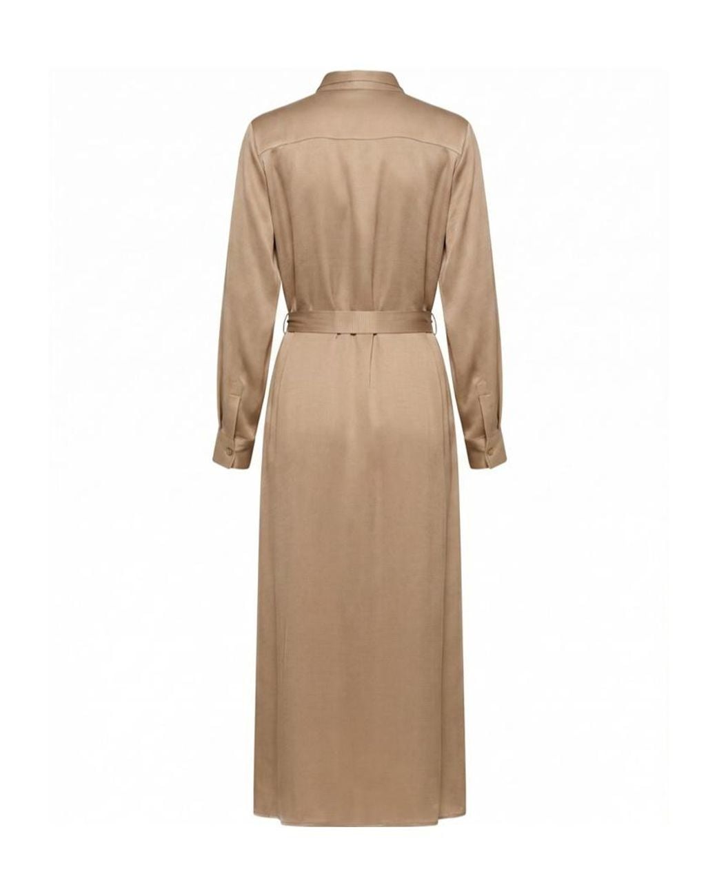 Peserico Natural Long Sleeve Belted Midi Dress