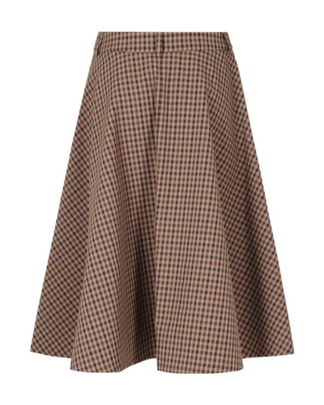 Dondup Brown Checked Zipped Skirt