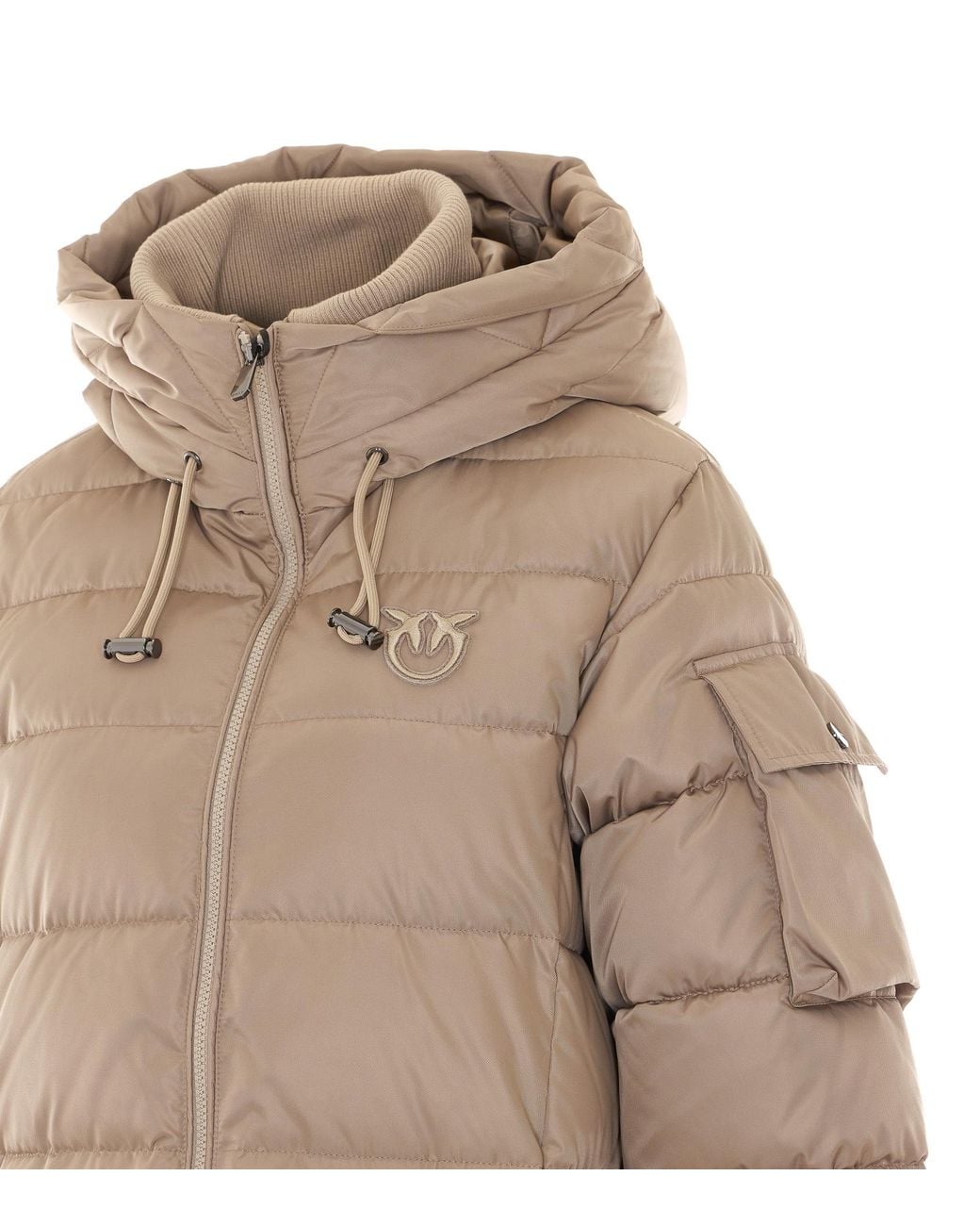 Pinko Natural Hooded Zip-Up Coat
