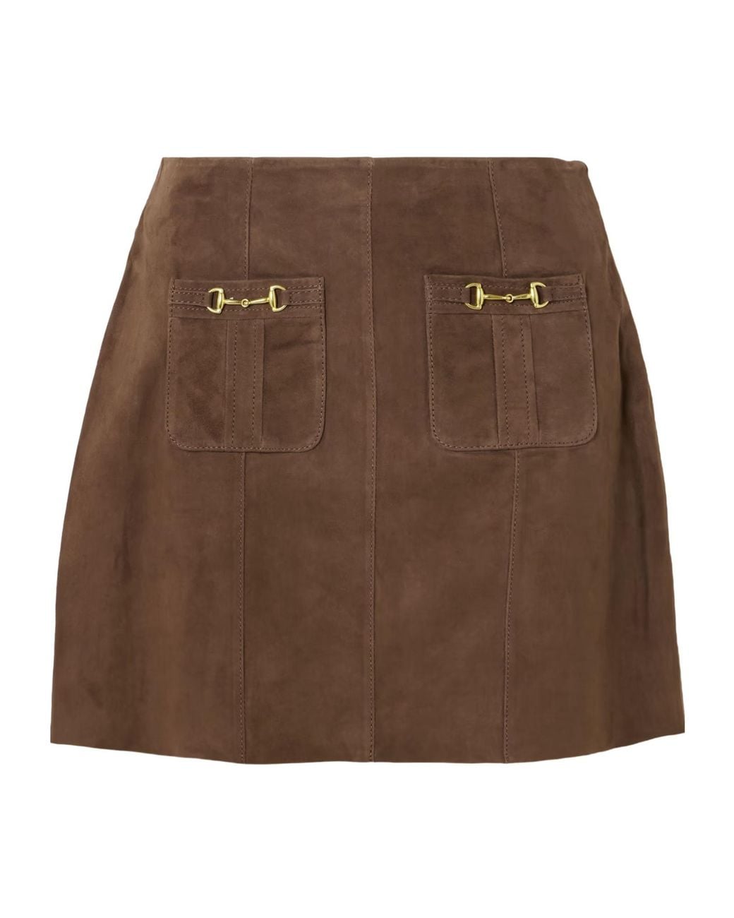 Rixo Brown Trim-Trimmed Midi Skirt