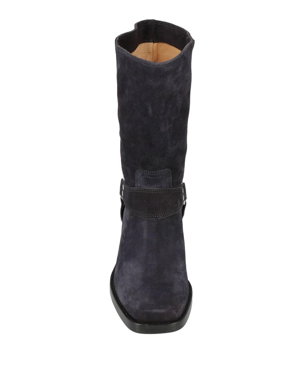 Isabel Marant Blue Square-Toe Block-Heel Denim Ankle Boots