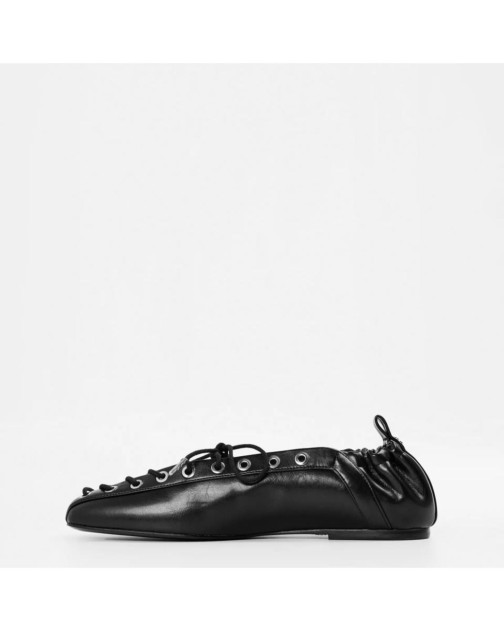 Ganni Black Lace Up Ballet Pumps