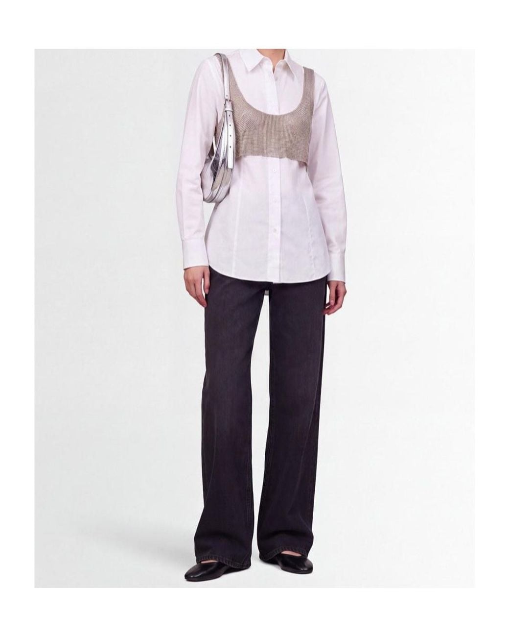 GIUSEPPE DI MORABITO White Cotton Poplin Shirt With Crystal Top
