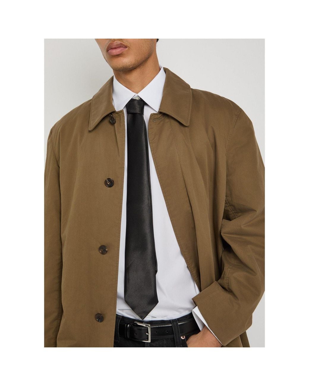 Saint Laurent Green Notched Collar Medium-Length Windbreaker for men