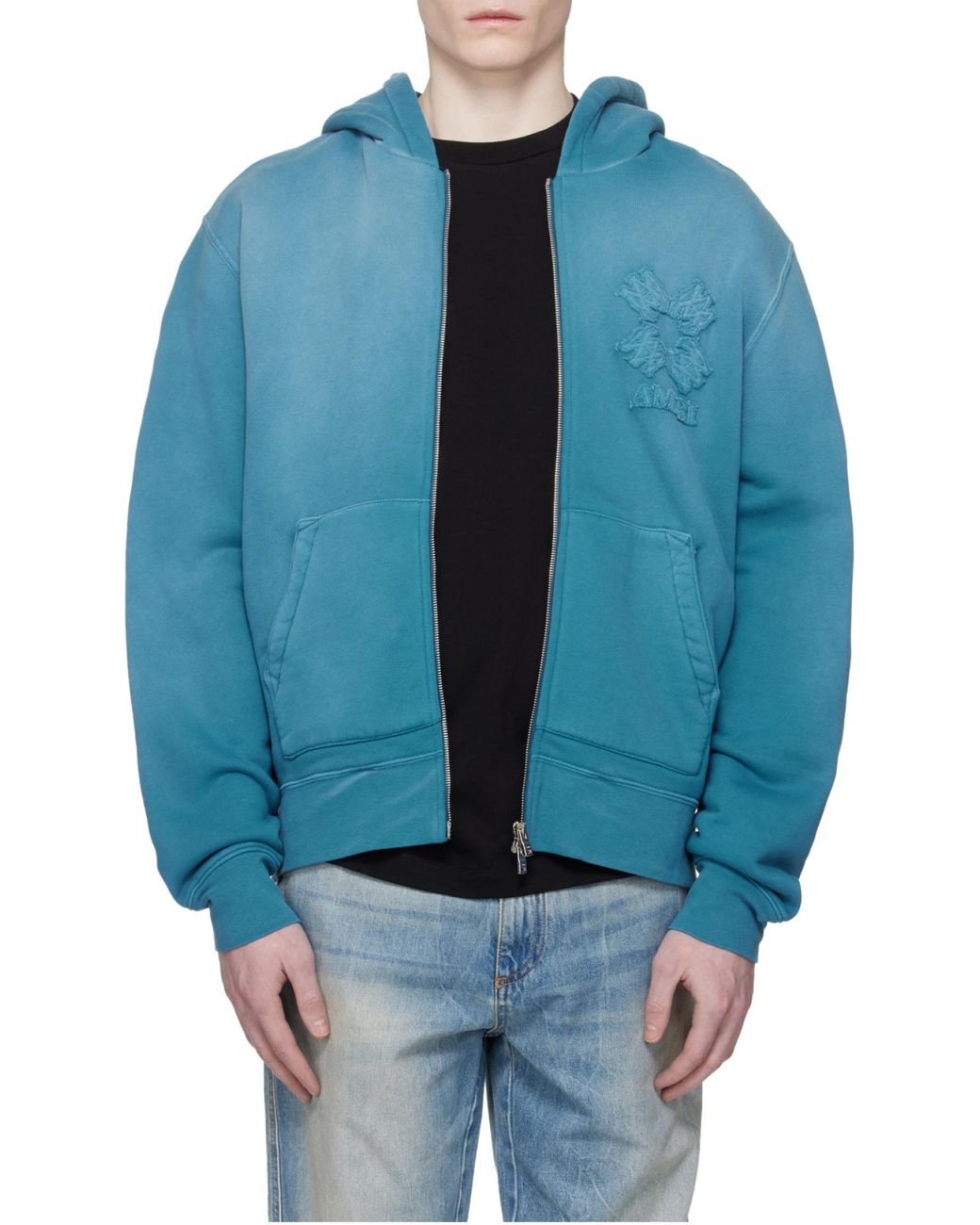 Amiri Blue Dark Cotton Hoodie for men