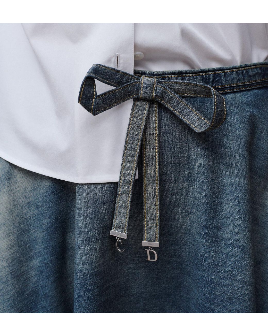 Dior Blue Mid-Length Belted Skirt