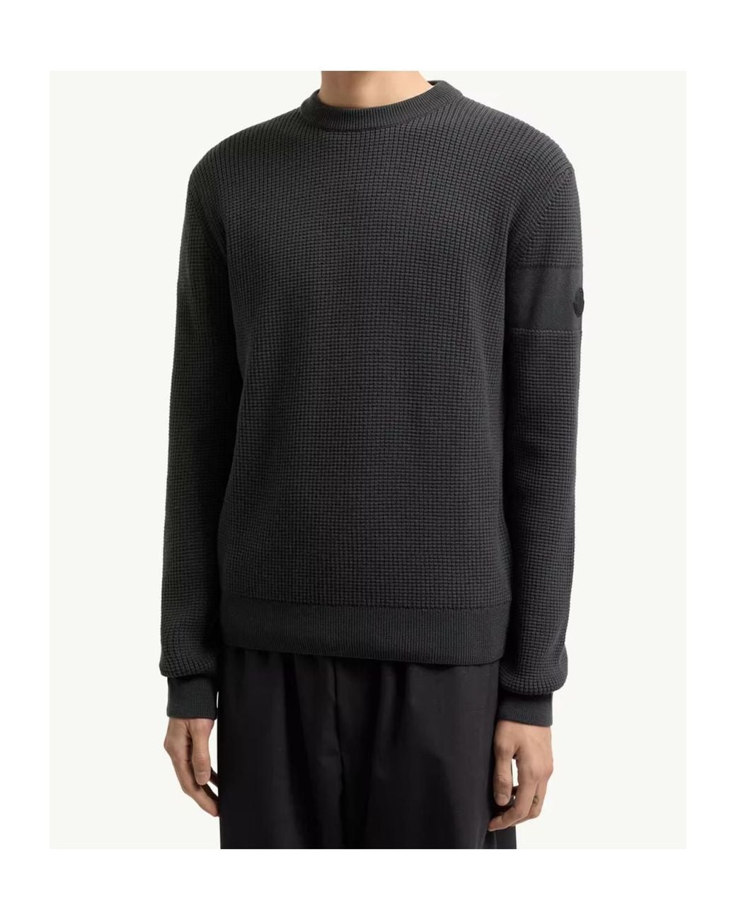 Moncler Blue Logo Patch Crewneck Jumper for men