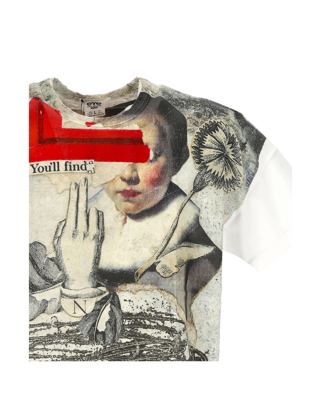 Junya Watanabe Gray Round Collar Printed T-Shirt for men