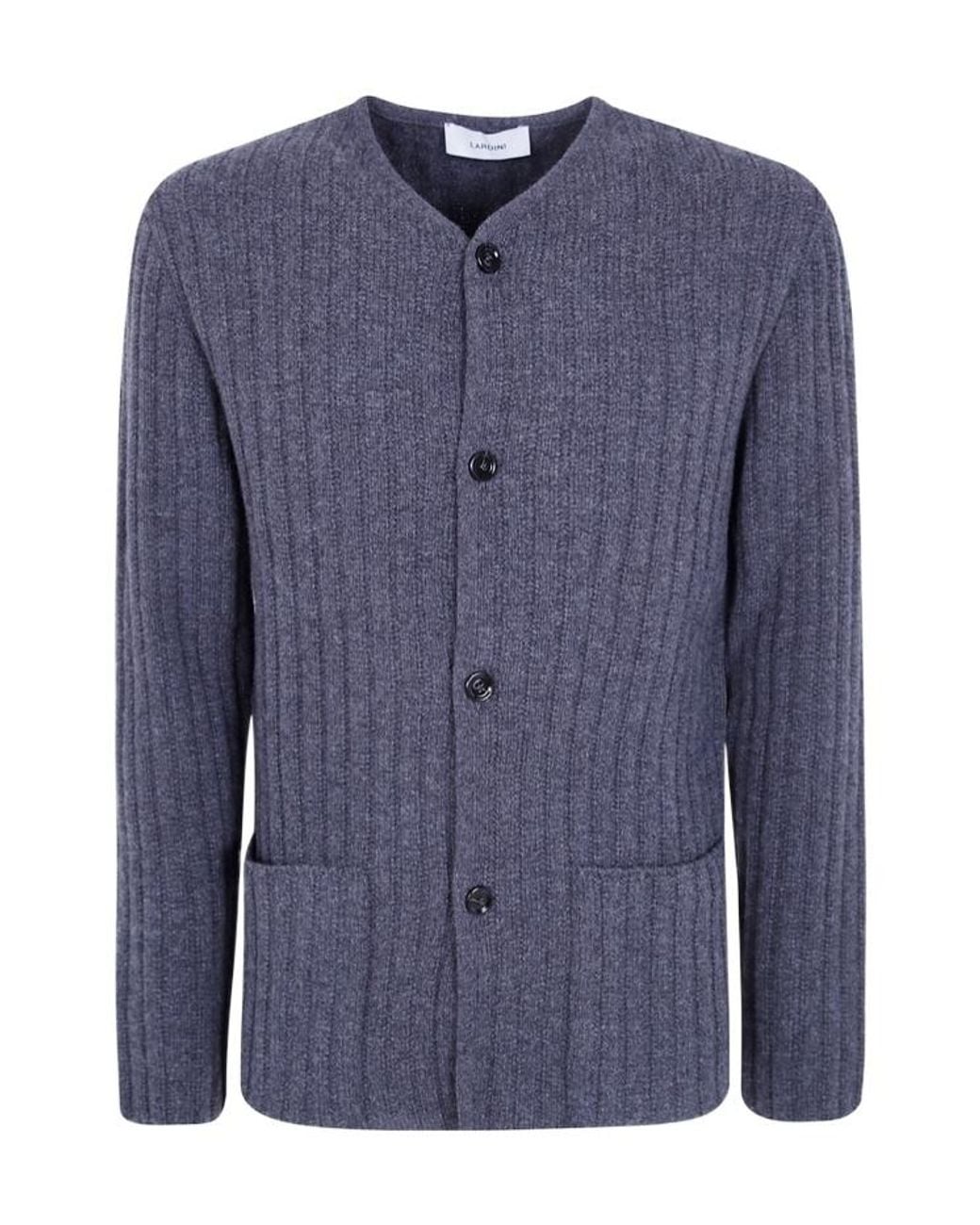 Lardini Blue Long Sleeve Buttoned Cardigan for men