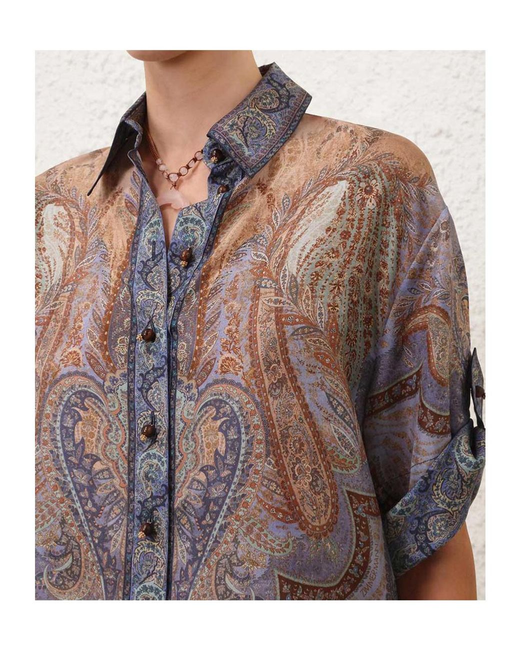 Zimmermann Gray Wanderlust Short Sleeved Shirt