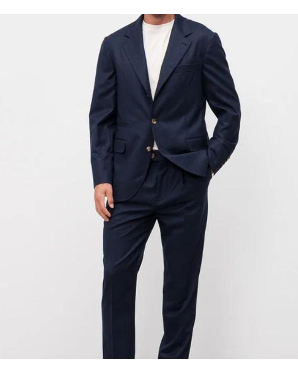 Brunello Cucinelli Blue Two-Button Wool Suit for men