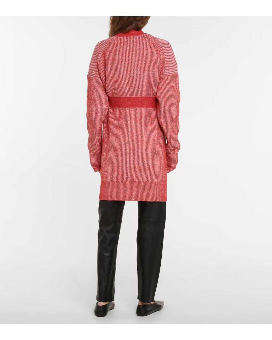 Joseph Red V-Neck Knitted Sweater With Tie