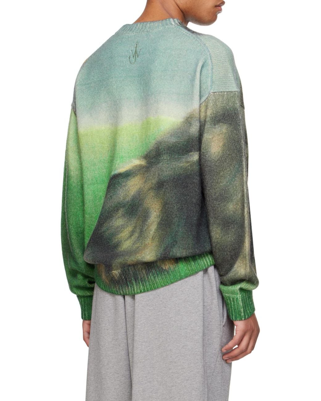 J.W. Anderson Green Jw Anderson Cat Printed Knitted Jumper for men