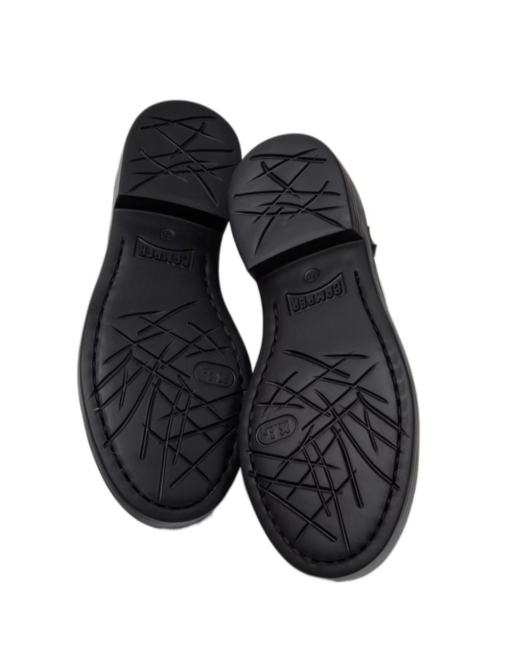 Camper Black Twins Floral-Print Leather Derby Shoes