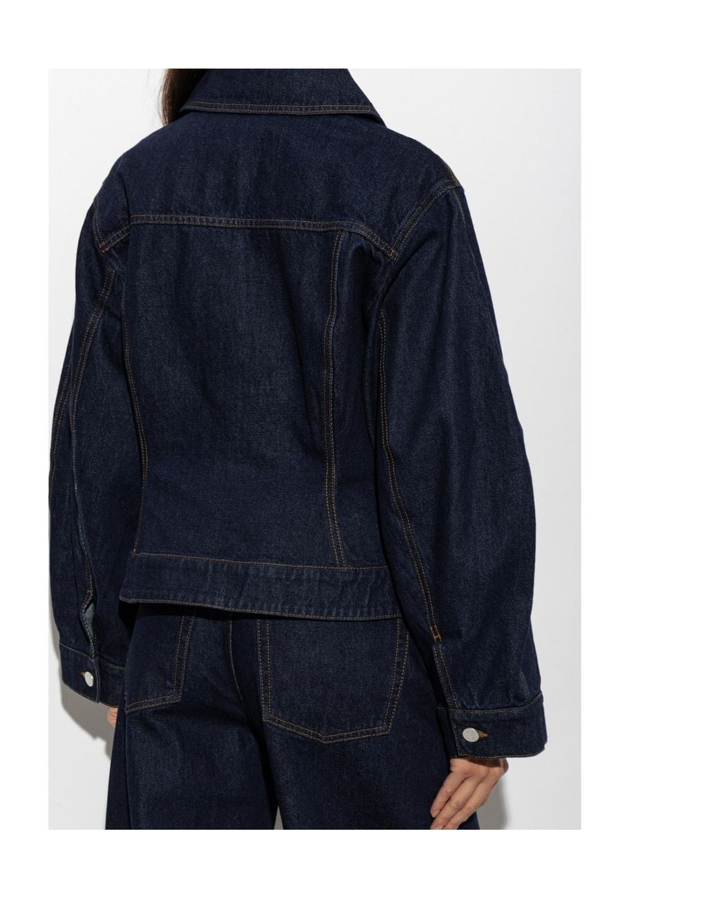 By Malene Birger Blue Villies Contrast-Stitch Denim Jacket
