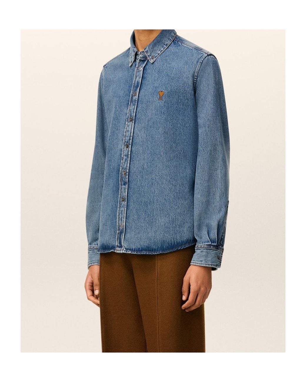AMI Blue Ami Classic Denim Shirt for men